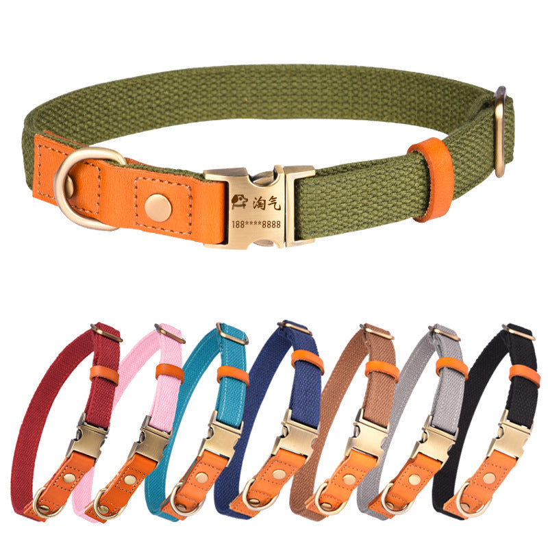 KFX-4272445 Comfortable Monochrome Leather Engraved Pet Collar - Multiple Sizes Available