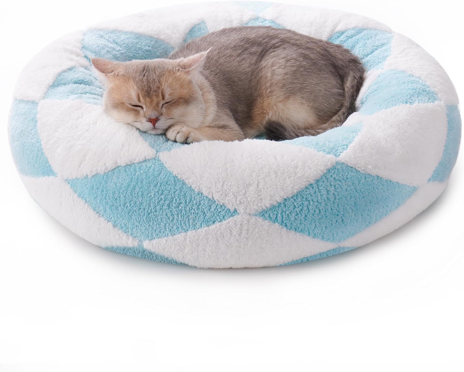 KFX-4275005 Cozy Round Plush Pet Bed for Cats and Small Dogs - 23 Inch Washable Design with Non-Slip Bottom