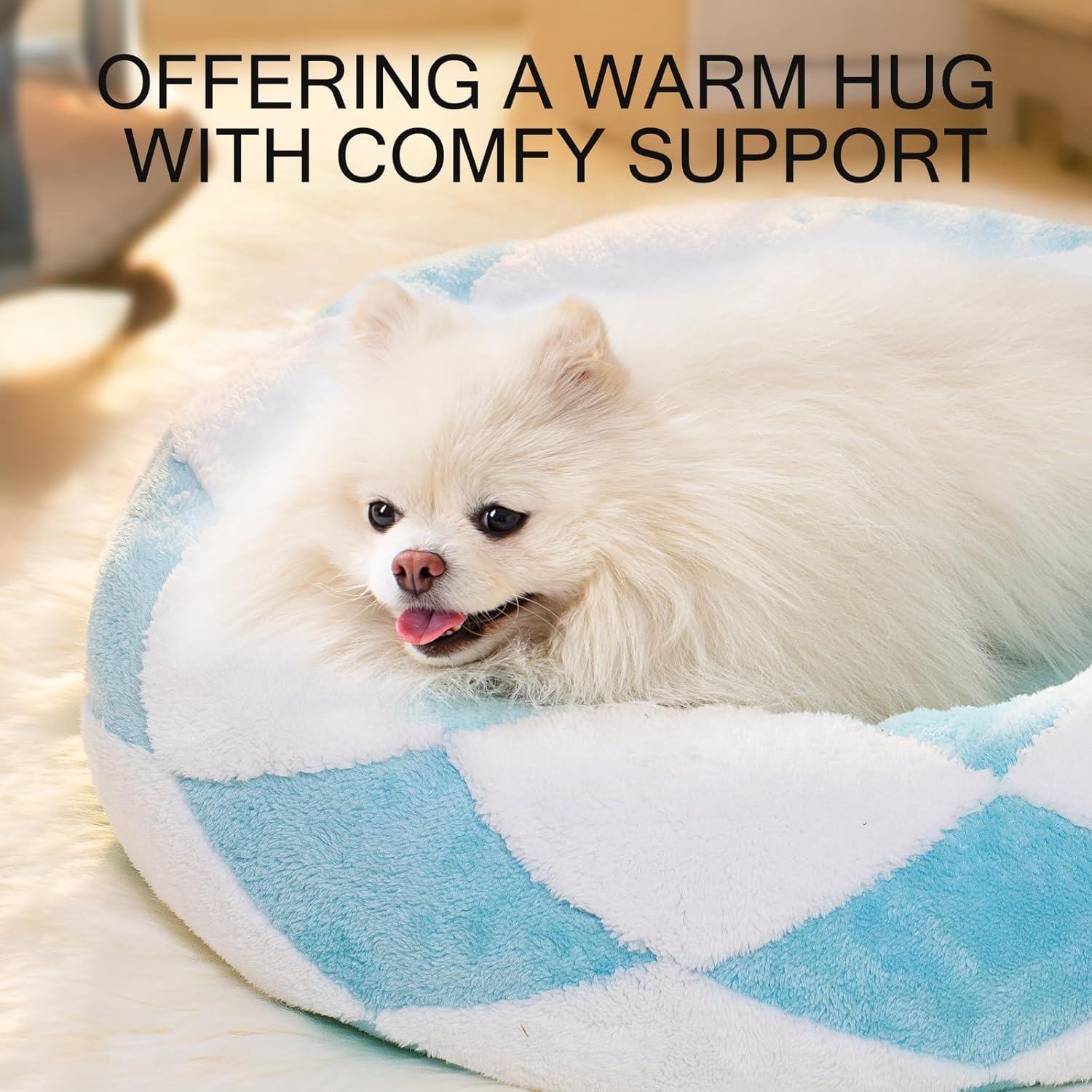 KFX-4275005 Cozy Round Plush Pet Bed for Cats and Small Dogs - 23 Inch Washable Design with Non-Slip Bottom