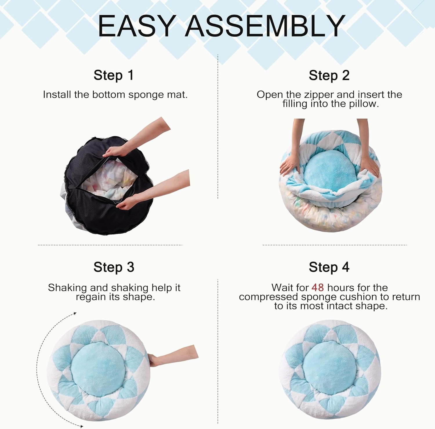 KFX-4275005 Cozy Round Plush Pet Bed for Cats and Small Dogs - 23 Inch Washable Design with Non-Slip Bottom