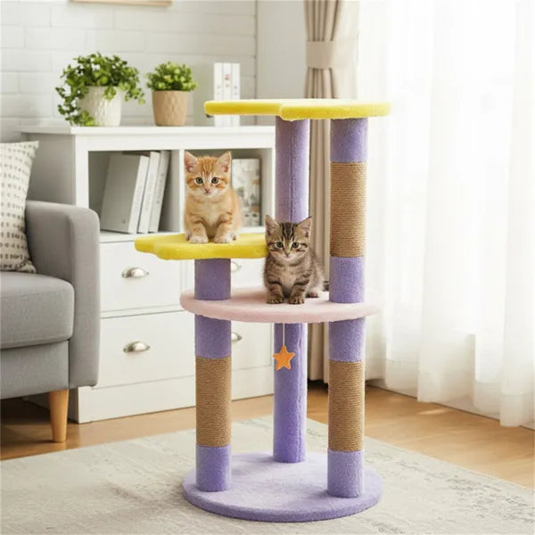 KFX-4276029 29-Inch Purple Cat Tree with 4 Levels and Jute Scratching Posts, Designed for Kittens and Cats
