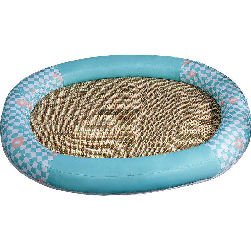 KFX-4276413 Cooling Pet Mat - Ice Silk Fabric Oval Shape in Green Plaid, Orange Rabbit Radish, Yellow Bear Styles