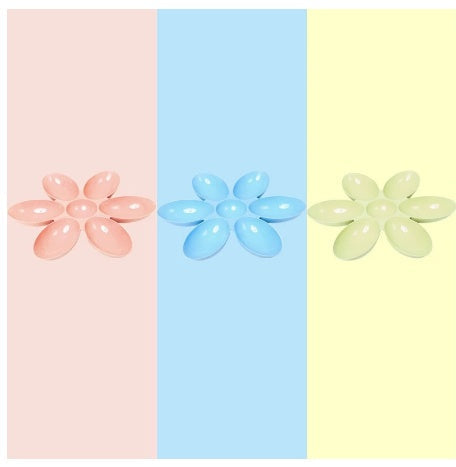 KFX-4276541 Flower-Shaped Shallow Multi-Rice Bowl Set - Available in Blue, Green, and Pink