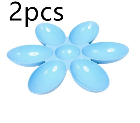 KFX-4276541 Flower-Shaped Shallow Multi-Rice Bowl Set - Available in Blue, Green, and Pink