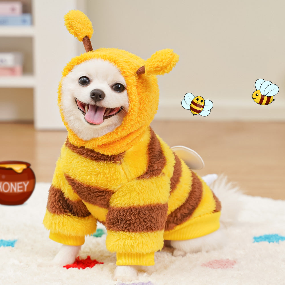 KFX-4276925 Autumn and Winter Pet Costume for Dogs and Cats - Bee Transformation and Striped Design, Multiple Sizes Available