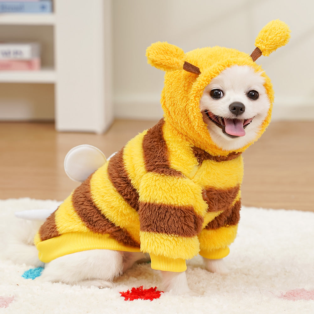 KFX-4276925 Autumn and Winter Pet Costume for Dogs and Cats - Bee Transformation and Striped Design, Multiple Sizes Available