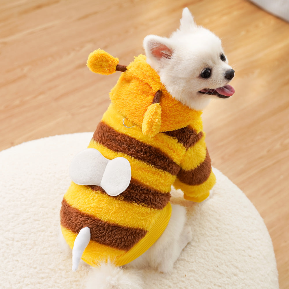 KFX-4276925 Autumn and Winter Pet Costume for Dogs and Cats - Bee Transformation and Striped Design, Multiple Sizes Available