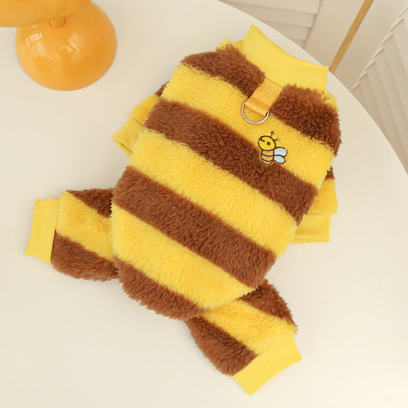 KFX-4276925 Autumn and Winter Pet Costume for Dogs and Cats - Bee Transformation and Striped Design, Multiple Sizes Available