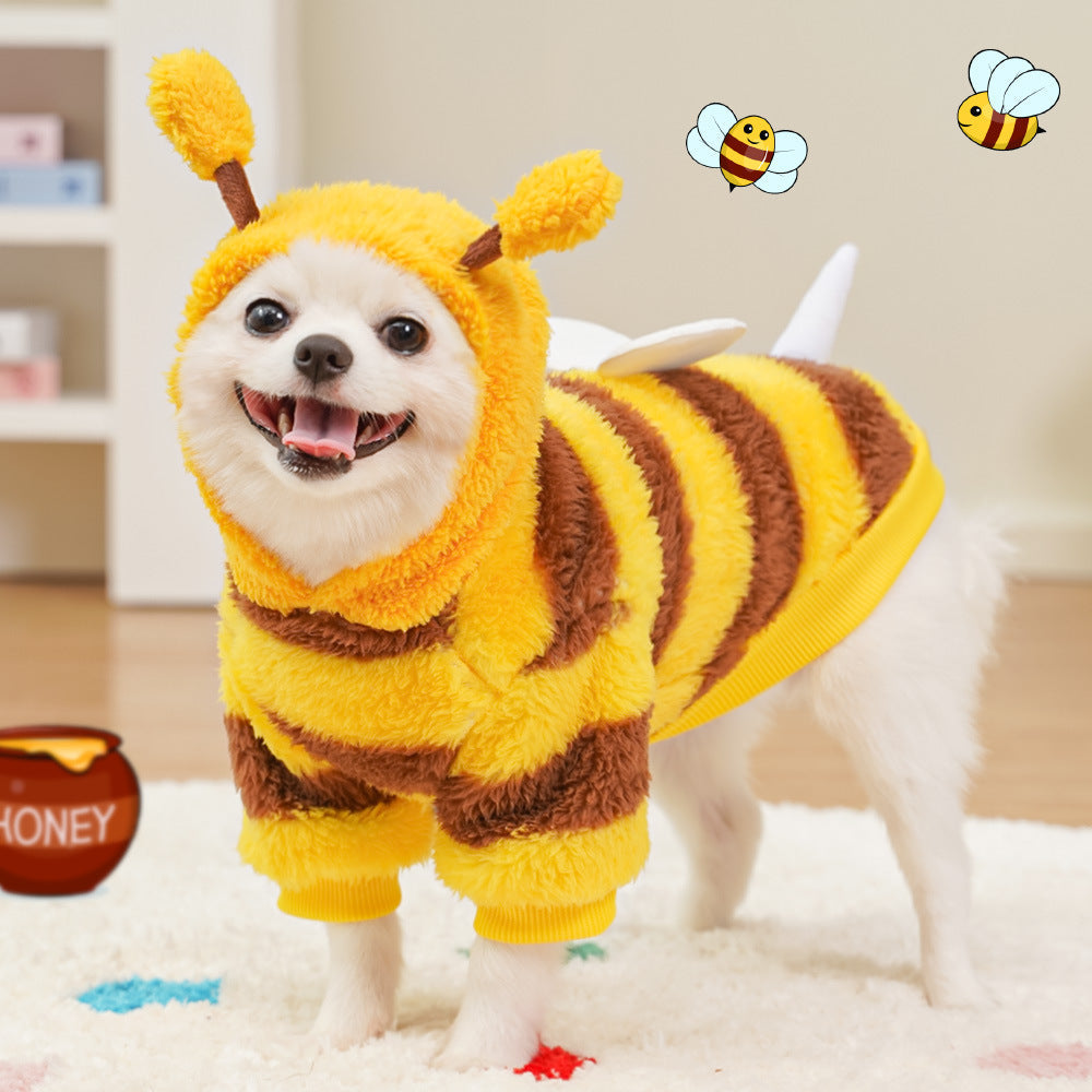 KFX-4276925 Autumn and Winter Pet Costume for Dogs and Cats - Bee Transformation and Striped Design, Multiple Sizes Available