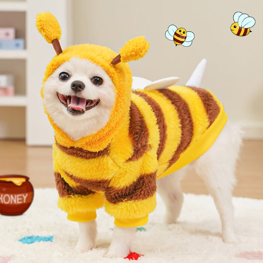 KFX-4276925 Autumn and Winter Pet Costume for Dogs and Cats - Bee Transformation and Striped Design, Multiple Sizes Available