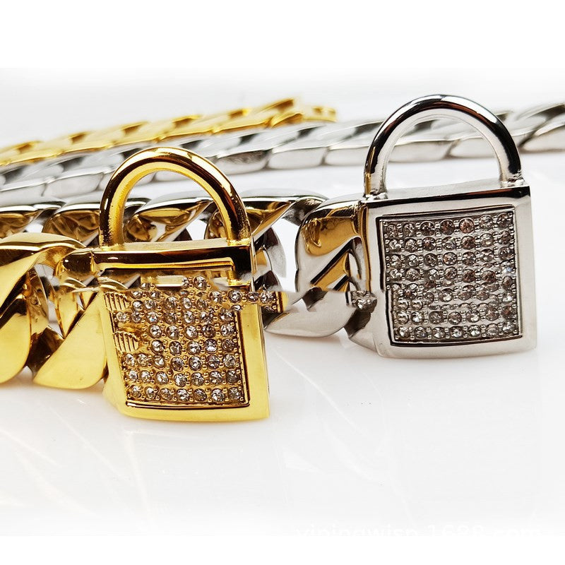 KFX-4278333 Stainless Steel Dog Chain Collar - Adjustable, Variety of Lengths Available
