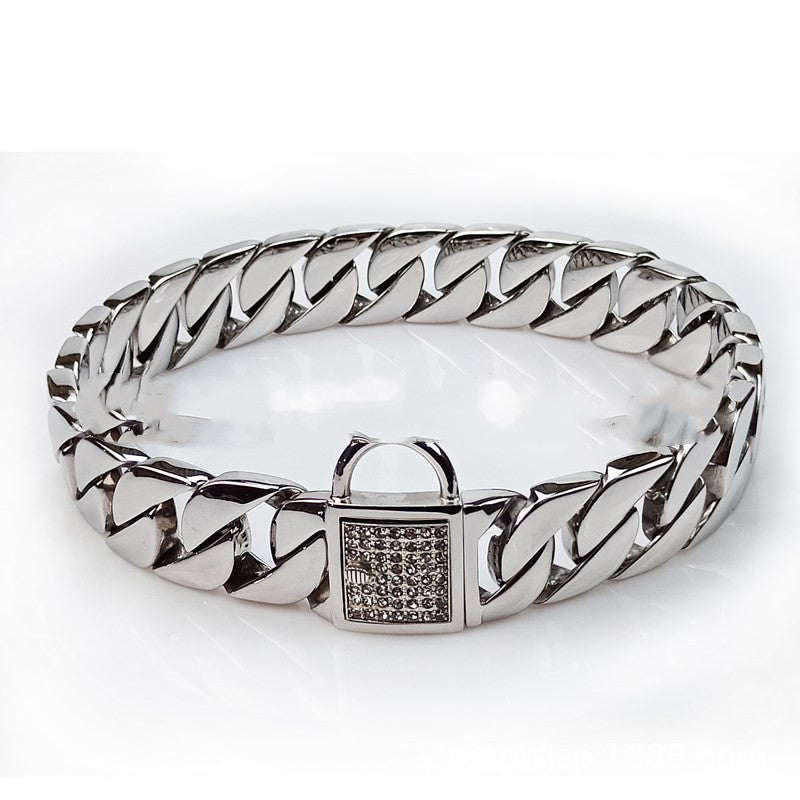 KFX-4278333 Stainless Steel Dog Chain Collar - Adjustable, Variety of Lengths Available
