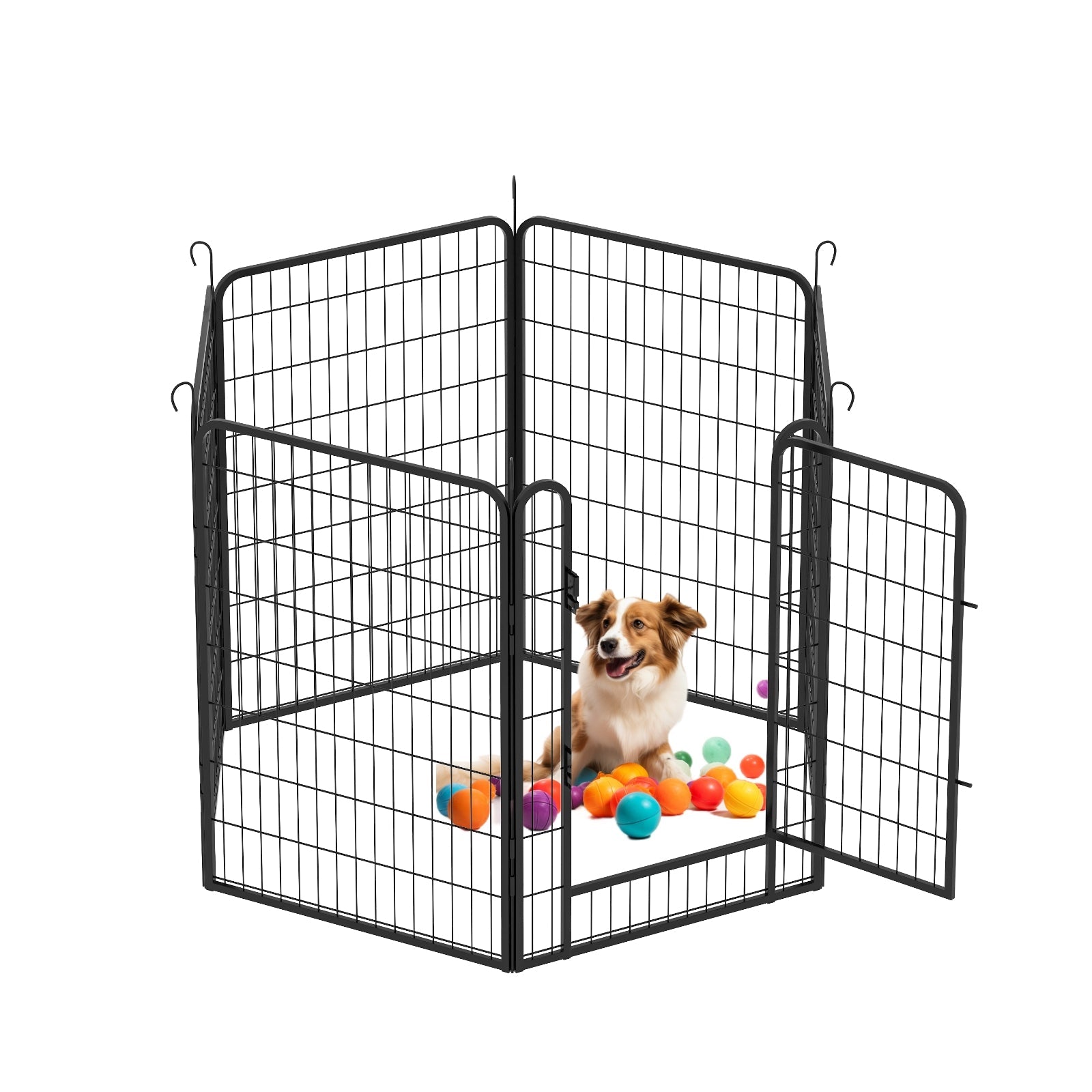 KFX-4279997 Durable Heavy-Duty Metal Playpen with Door - 6 Panels Pet Exercise Pen for Indoor & Outdoor Use