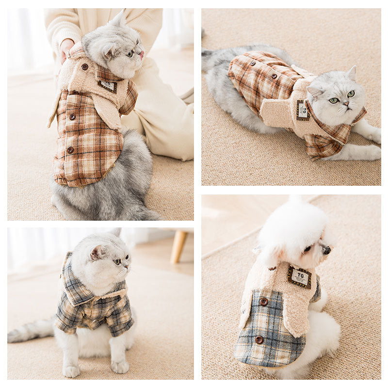 KFX-4280509 Cozy Lamb Wool Dog Clothes for Autumn and Winter - Casual Style Cotton Apparel