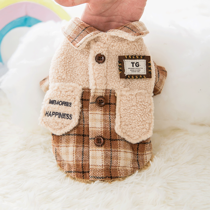 KFX-4280509 Cozy Lamb Wool Dog Clothes for Autumn and Winter - Casual Style Cotton Apparel