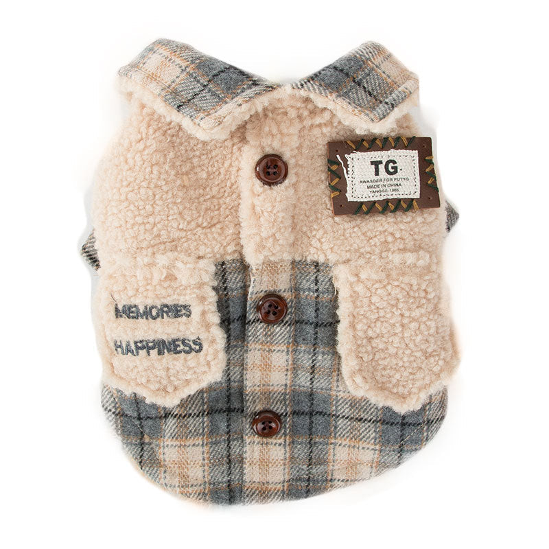 KFX-4280509 Cozy Lamb Wool Dog Clothes for Autumn and Winter - Casual Style Cotton Apparel