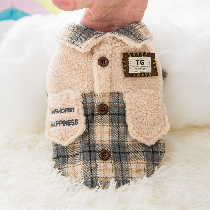 KFX-4280509 Cozy Lamb Wool Dog Clothes for Autumn and Winter - Casual Style Cotton Apparel