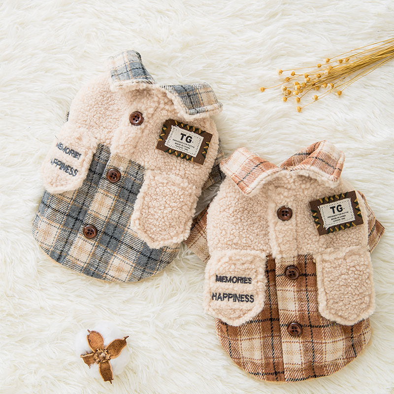 KFX-4280509 Cozy Lamb Wool Dog Clothes for Autumn and Winter - Casual Style Cotton Apparel