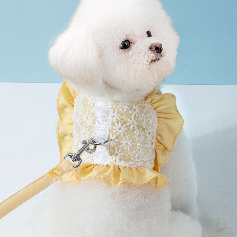 KFX-4281405 Pet Traction Strap Chest Harness with Daisy Embroidery in Multiple Sizes