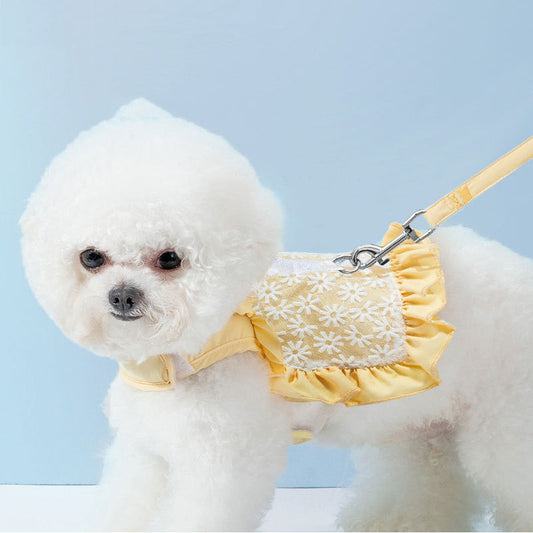 KFX-4281405 Pet Traction Strap Chest Harness with Daisy Embroidery in Multiple Sizes