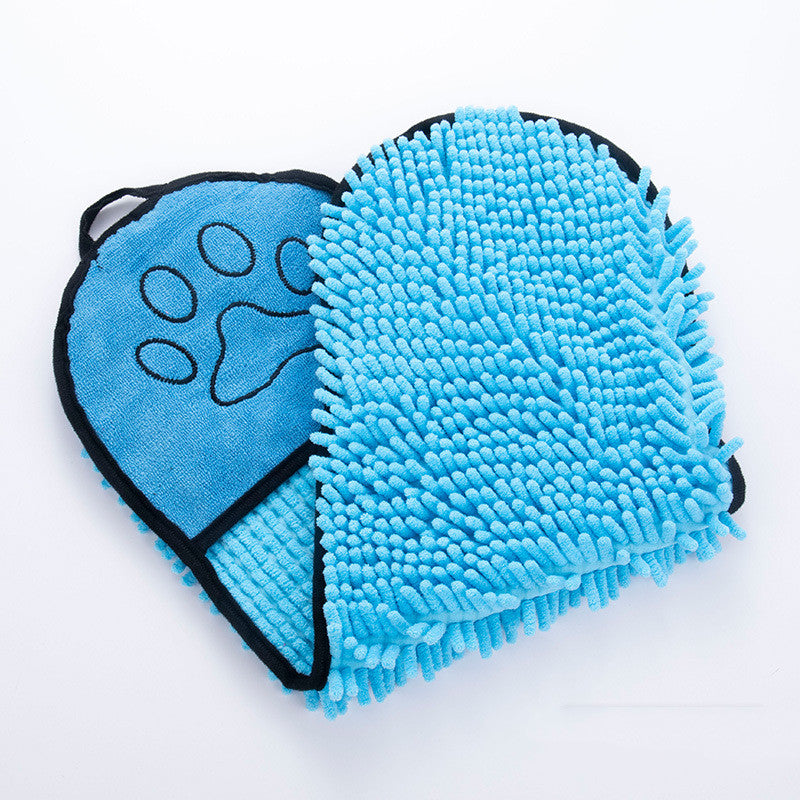 KFX-4281789 Super Absorbent Microfiber Towel for Dogs and Cats – Quick-Drying Pet Bathrobe with Double Pockets, Chenille Material, 62x23cm
