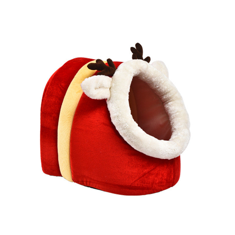KFX-4282173 Festive Christmas Snow House Pet Nest with Warm & Cozy Design for Cats