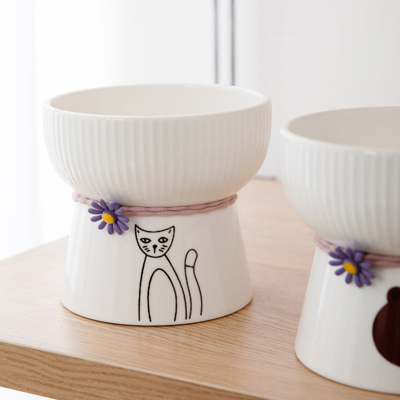 KFX-4282301 Ceramic Pet Drinking Bowl for Dogs and Cats - Available in Two Stylish Designs
