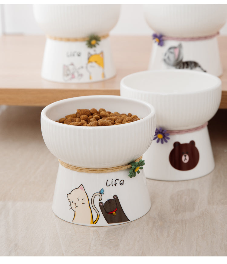 KFX-4282301 Ceramic Pet Drinking Bowl for Dogs and Cats - Available in Two Stylish Designs