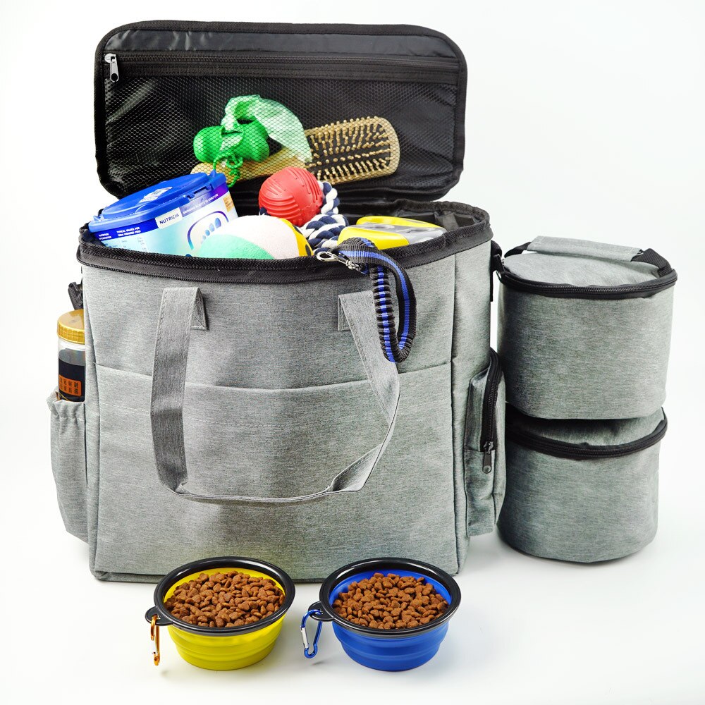 KFX-4284349 Pet Travel Carrying Bag with Snack Bags and Silicone Bowl for Dogs