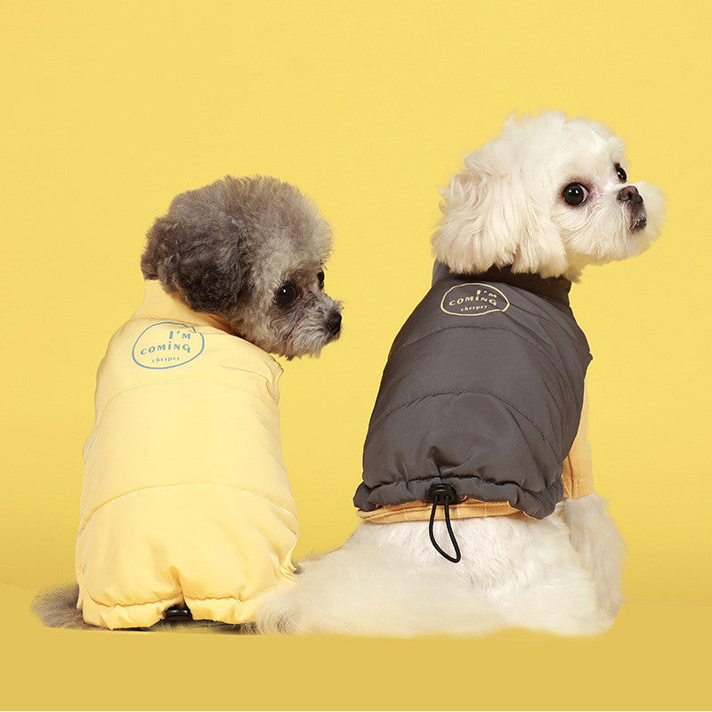 KFX-4284477 Contrasting Color Cotton Dog Vest Jacket in Gray, Red, and Yellow