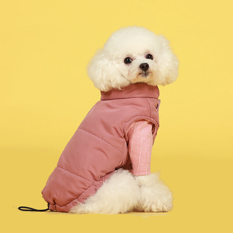KFX-4284477 Contrasting Color Cotton Dog Vest Jacket in Gray, Red, and Yellow