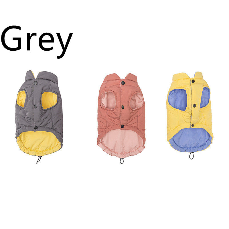 KFX-4284477 Contrasting Color Cotton Dog Vest Jacket in Gray, Red, and Yellow