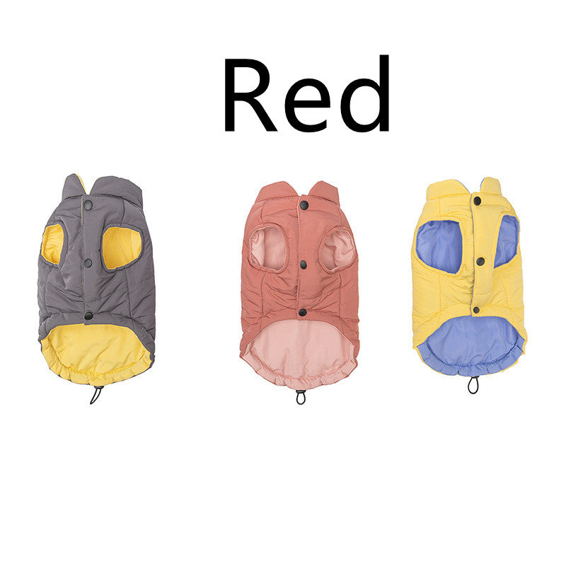 KFX-4284477 Contrasting Color Cotton Dog Vest Jacket in Gray, Red, and Yellow