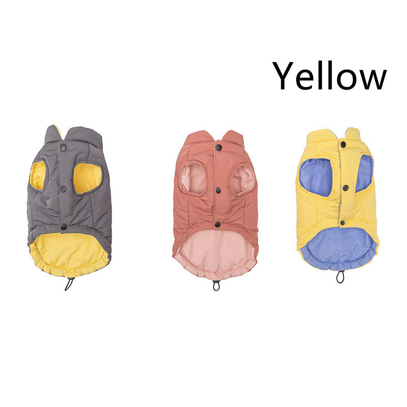 KFX-4284477 Contrasting Color Cotton Dog Vest Jacket in Gray, Red, and Yellow