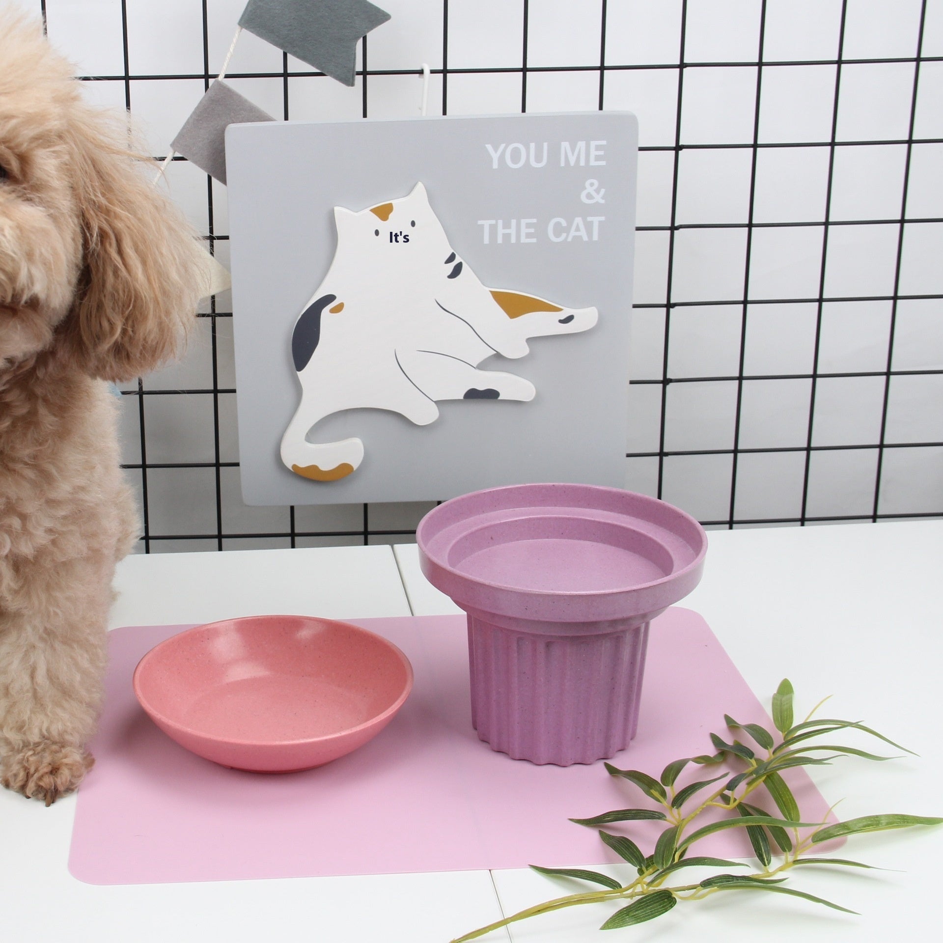 KFX-4285885 Bamboo Fiber Three-in-One Pet Bowl in Elegant Colors