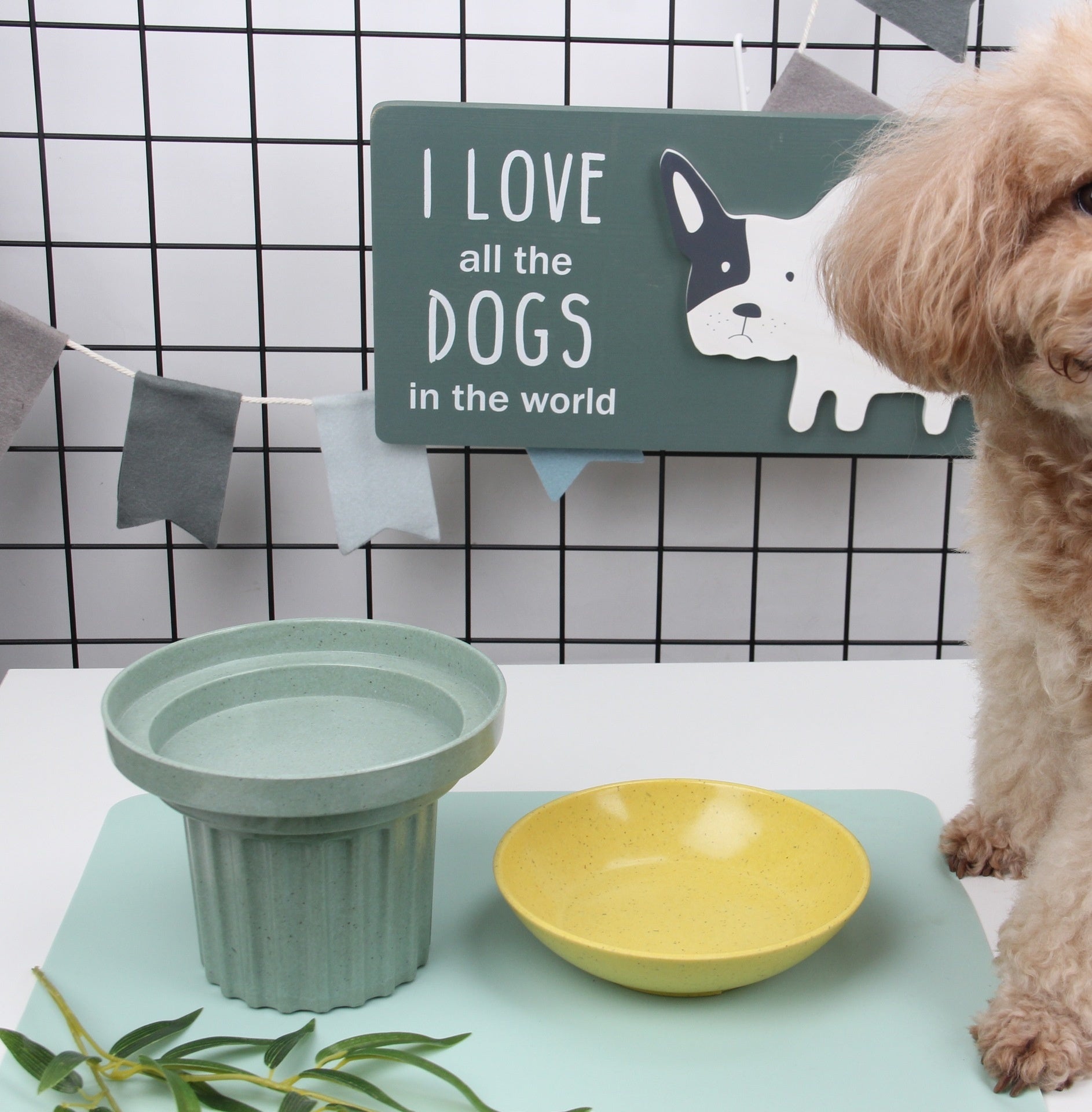 KFX-4285885 Bamboo Fiber Three-in-One Pet Bowl in Elegant Colors