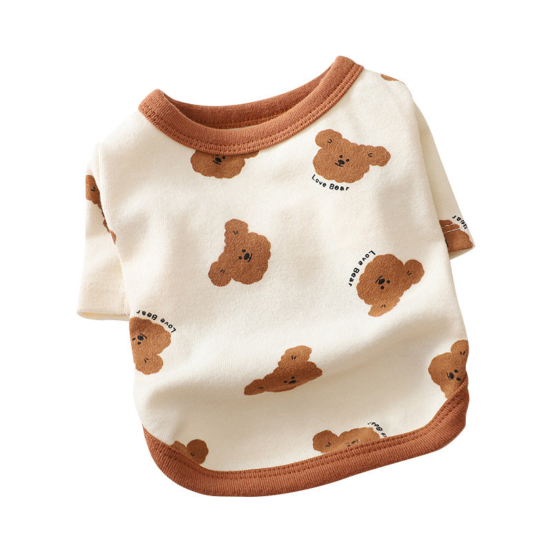 KFX-4286653 Cozy Autumn Small Dog Anti-Lint Pajamas in Blue, Yellow, Beige, and Pink
