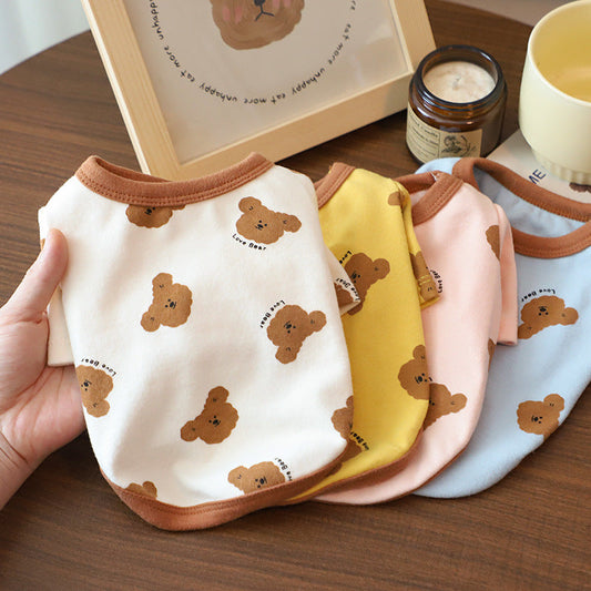 KFX-4286653 Cozy Autumn Small Dog Anti-Lint Pajamas in Blue, Yellow, Beige, and Pink