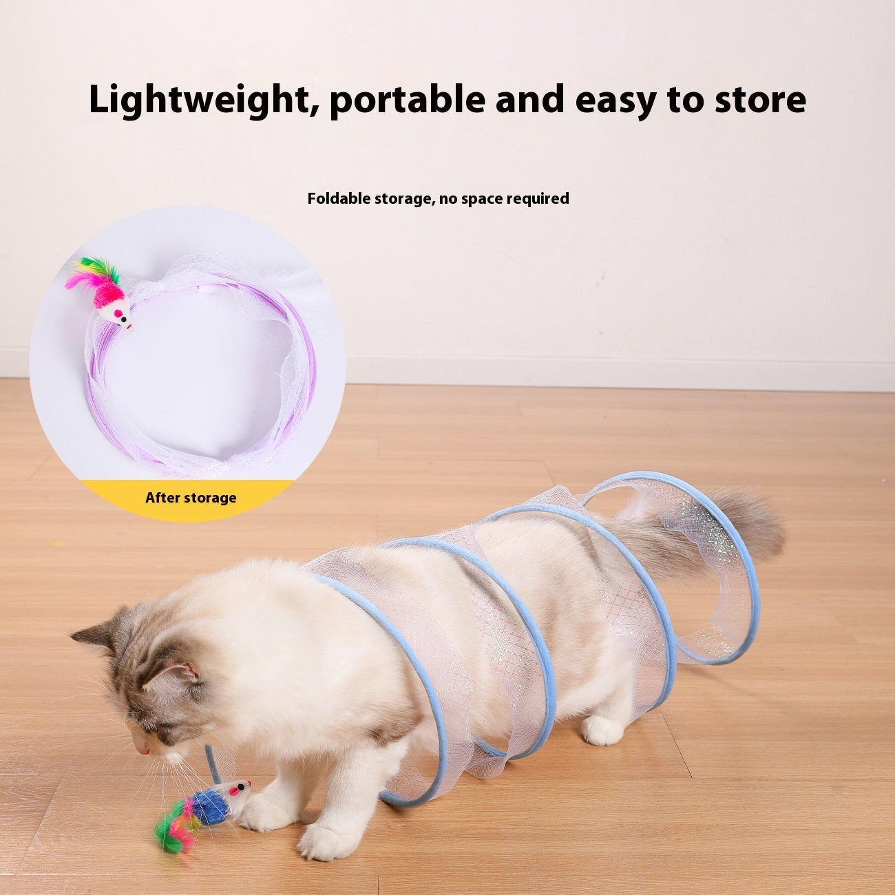 KFX-4287165 S-Type Pet Cat Tunnel with Steel Wire Frame and Feather Accents for Playful Kittens