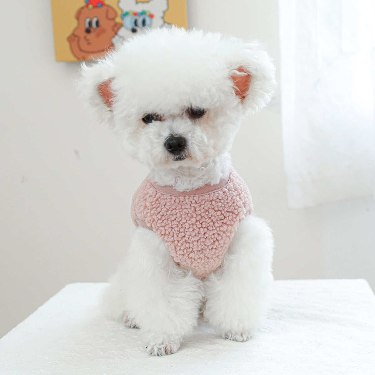 KFX-4287677 Cozy Pocket Vest for Pets in Pink and Brown - Casual Polyester Clothing, Multiple Sizes Available