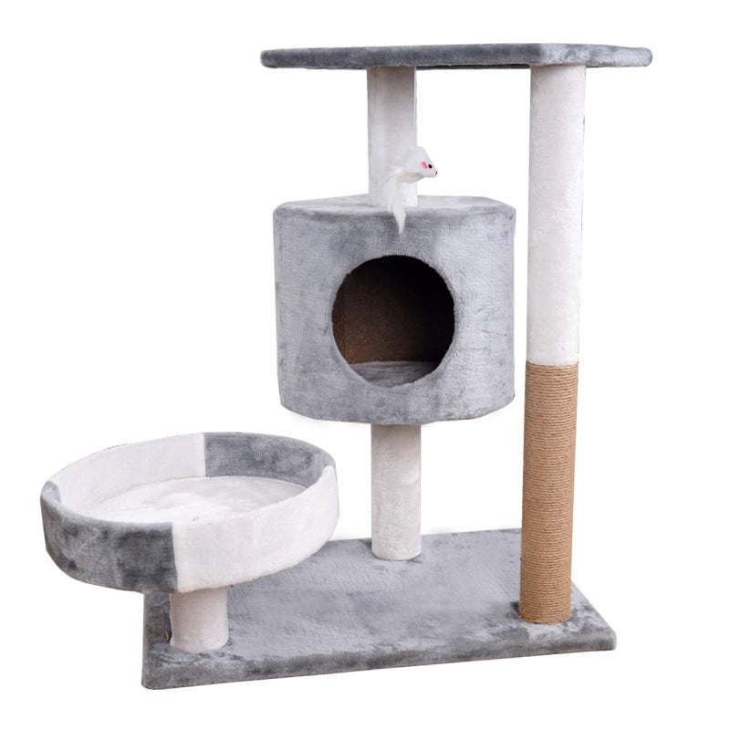 KFX-4288061 Lepet Cat Nest and Climbing Frame with Scratch Board - Plush Design in White and Brown or Light Gray