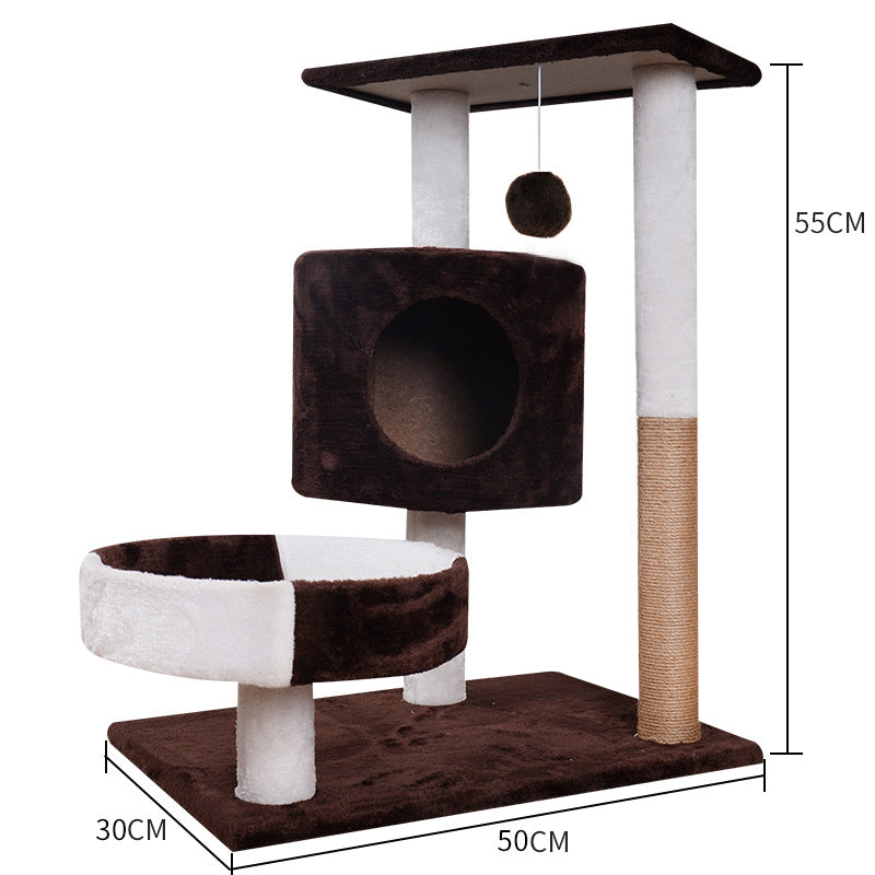 KFX-4288061 Lepet Cat Nest and Climbing Frame with Scratch Board - Plush Design in White and Brown or Light Gray