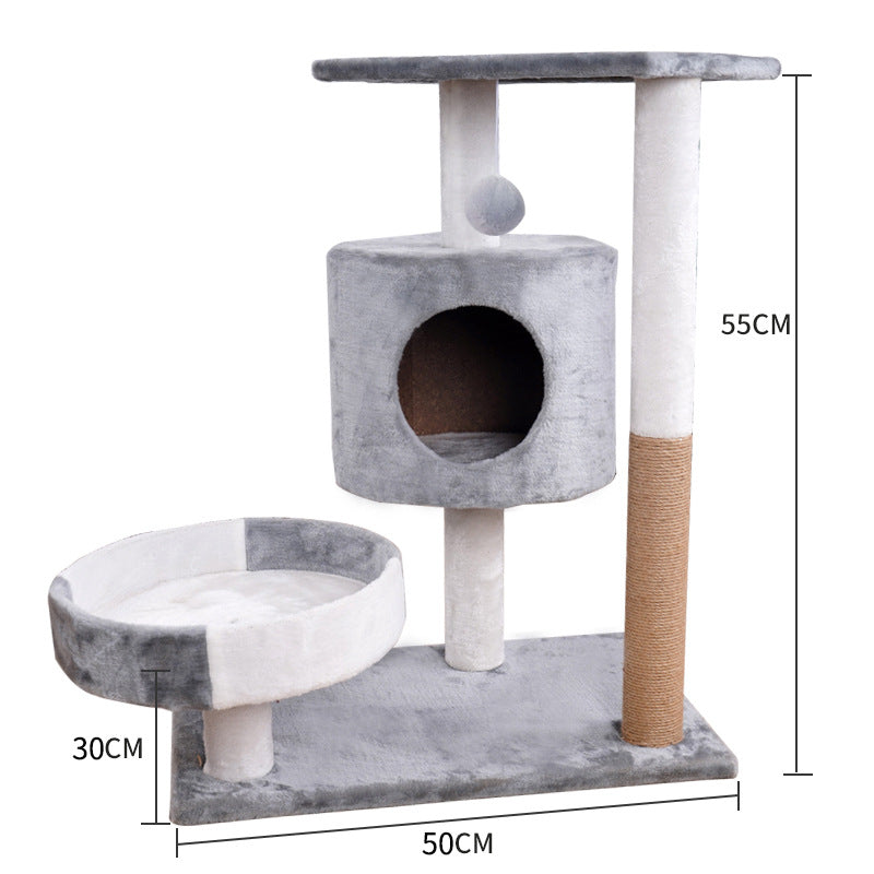 KFX-4288061 Lepet Cat Nest and Climbing Frame with Scratch Board - Plush Design in White and Brown or Light Gray