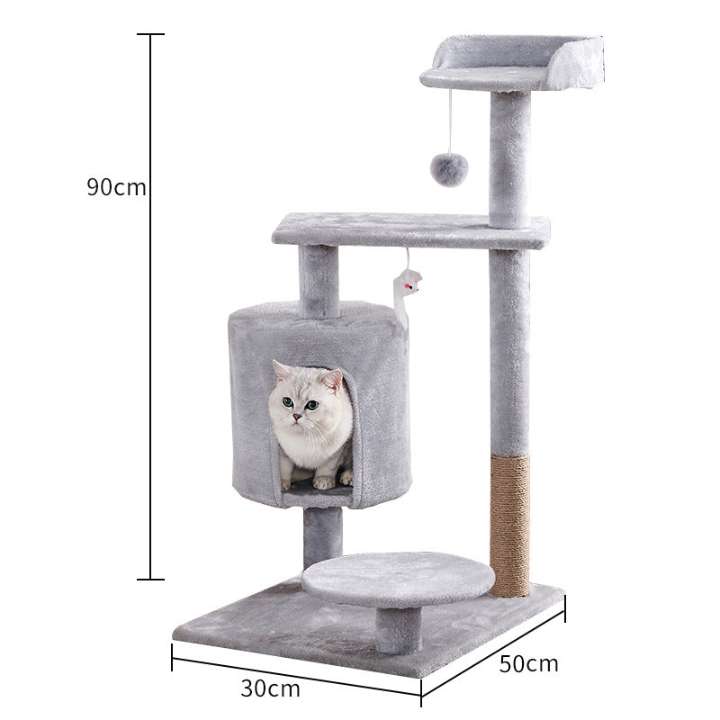 KFX-4288061 Lepet Cat Nest and Climbing Frame with Scratch Board - Plush Design in White and Brown or Light Gray