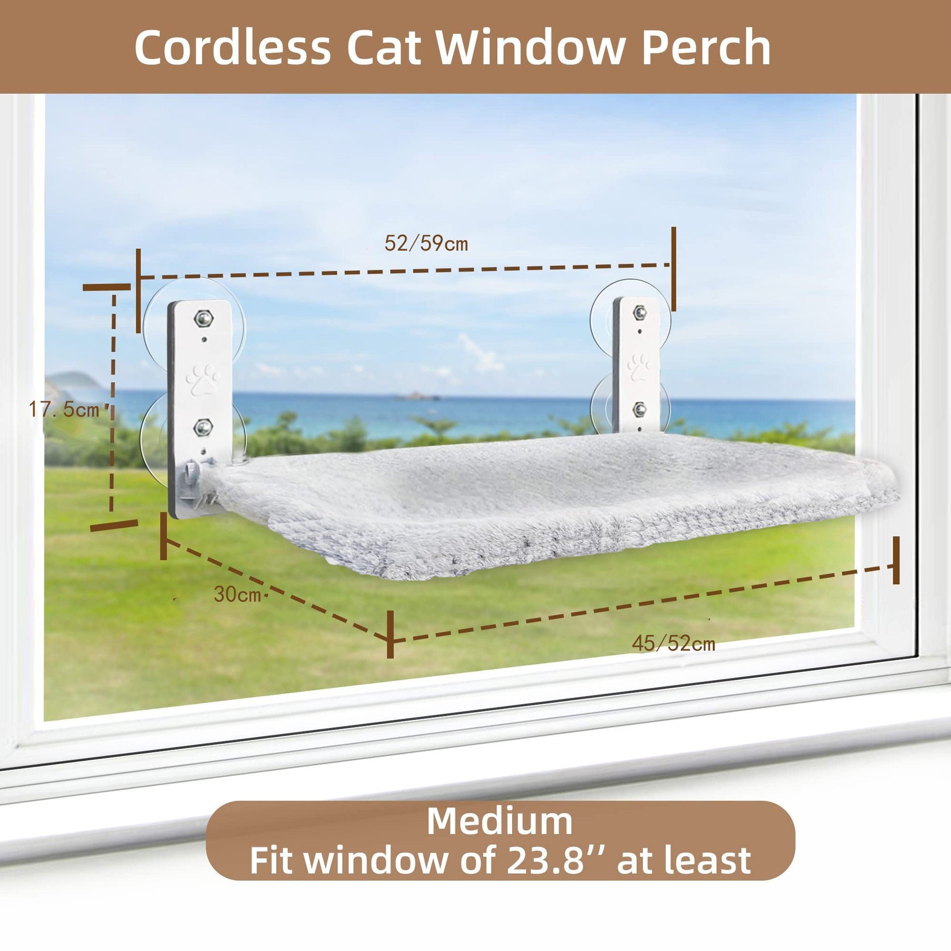 KFX-4289469 Cordless Folding Cat Hammock in Gray Plush and Beige Mesh - Standard & Large Sizes