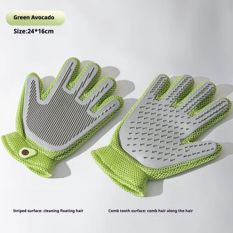 KFX-4289725 2-in-1 Pet Grooming Glove for Cats and Dogs – Double-Sided Hair Removal and Massage Tool, Anti-Scratch Design