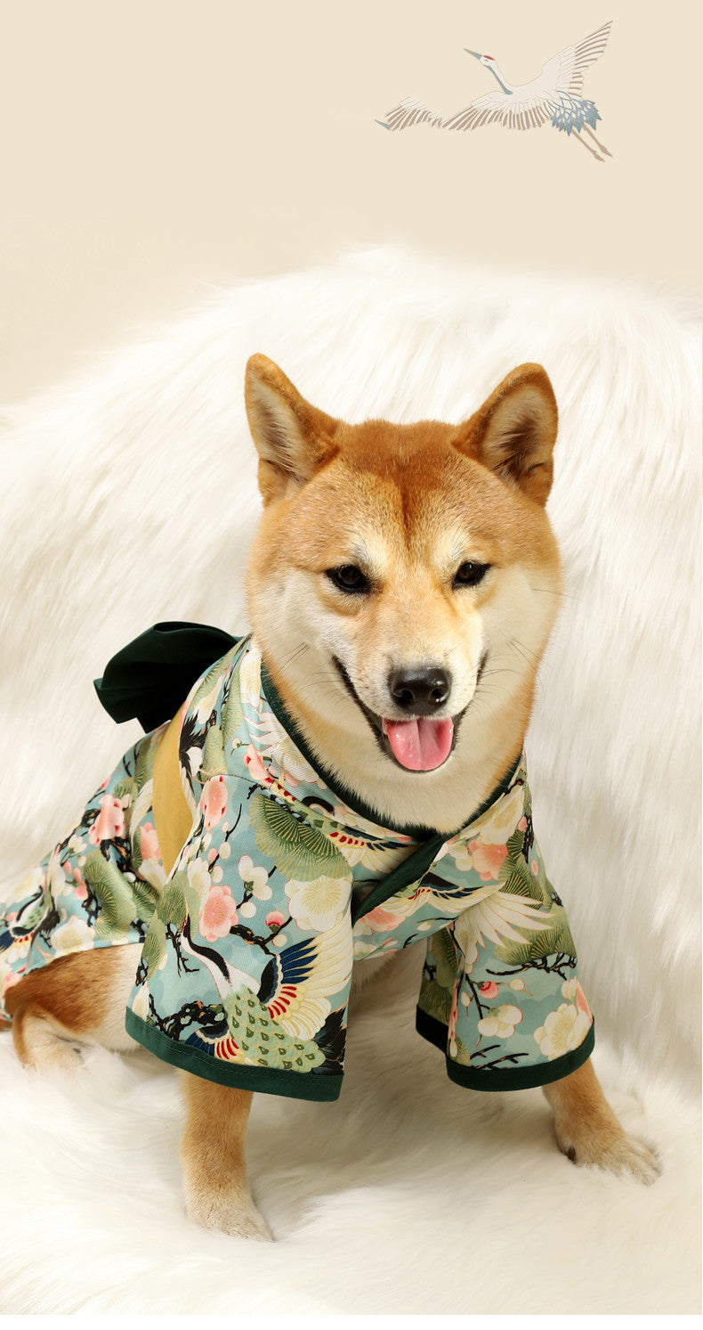 KFX-4290237 Cute Kimono Style Dog Clothes for Small and Medium Breeds in Red and Green