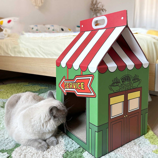 KFX-4291901 Central Perk Theme Cat Nest - Wear-Resistant Corrugated Paper Cat Scratch Board (56cm x 33cm x 33cm)