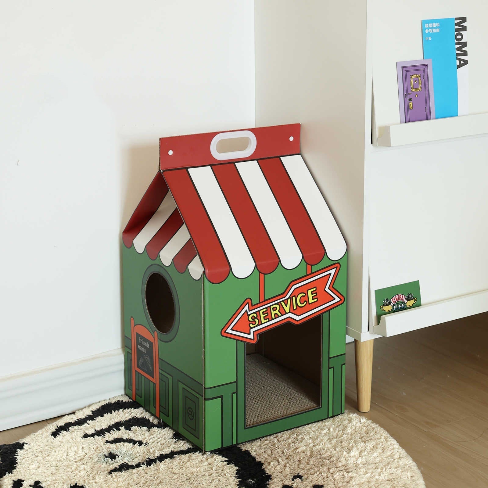 KFX-4291901 Central Perk Theme Cat Nest - Wear-Resistant Corrugated Paper Cat Scratch Board (56cm x 33cm x 33cm)