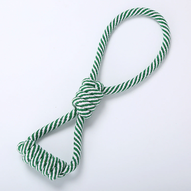 KFX-4292669 Figure Eight Striped Cotton Rope for Dogs - Durable Black and White, Orange and White, Green and White Options